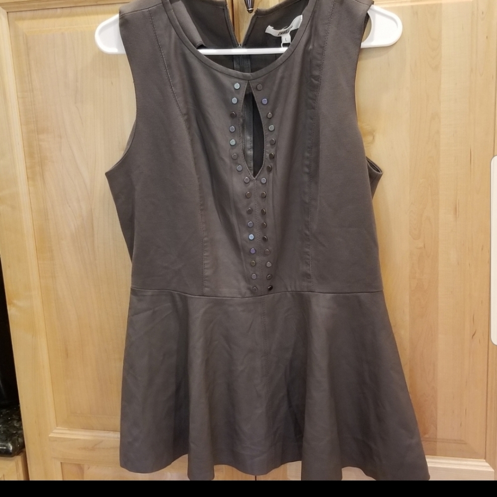 My Tribe Genuine Leather Blouse Top L or M NWT